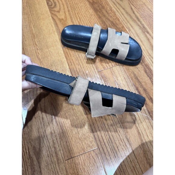 Steve Madden Mayven Tan Black Brown Nubuck Leather Sandals Womens Size 10 - Picture 4 of 8